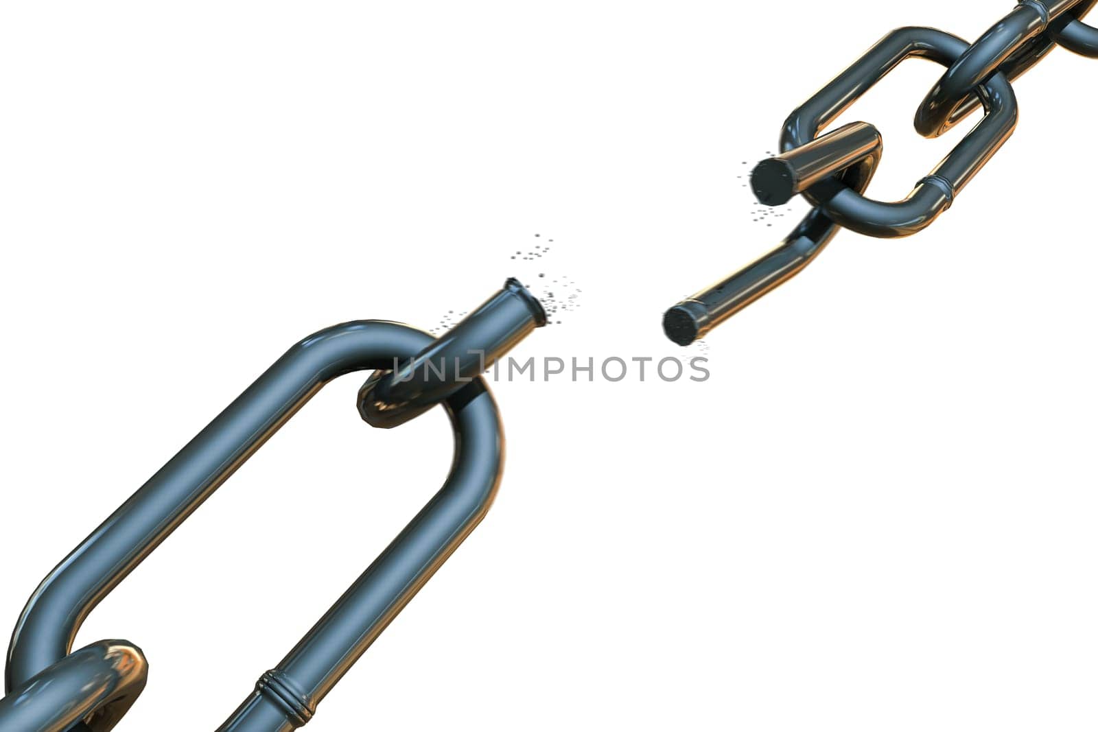 broken chain isolated on white background