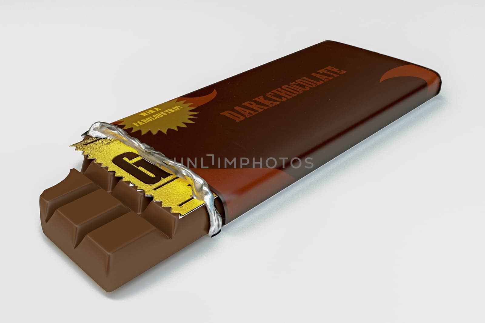 3d illustration of a chocolate tablet isolated on white background