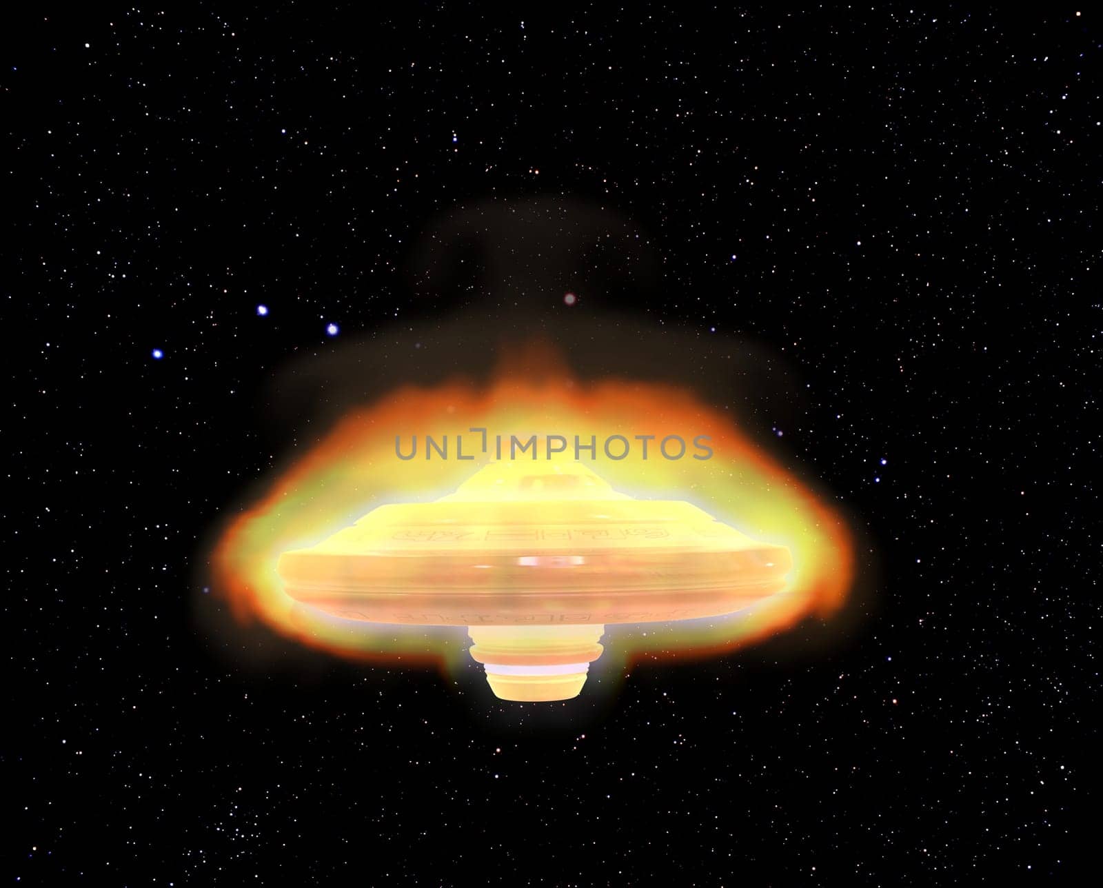 burning ufo in the sky