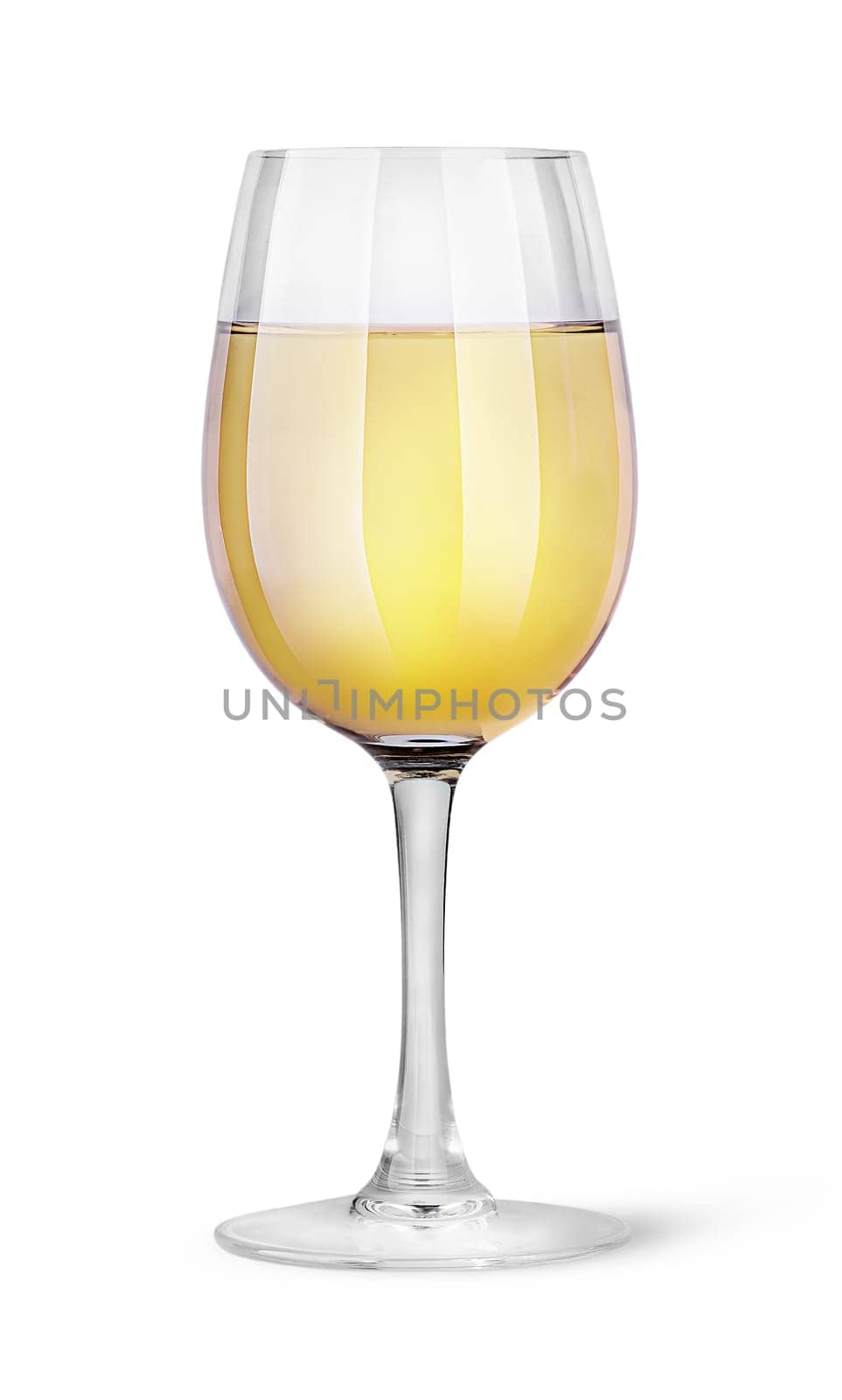 Glass of white wine isolated on white background