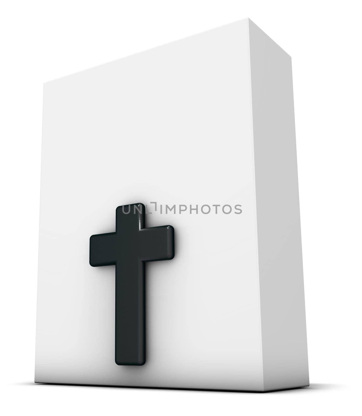 Christian cross and white box - 3d rendering