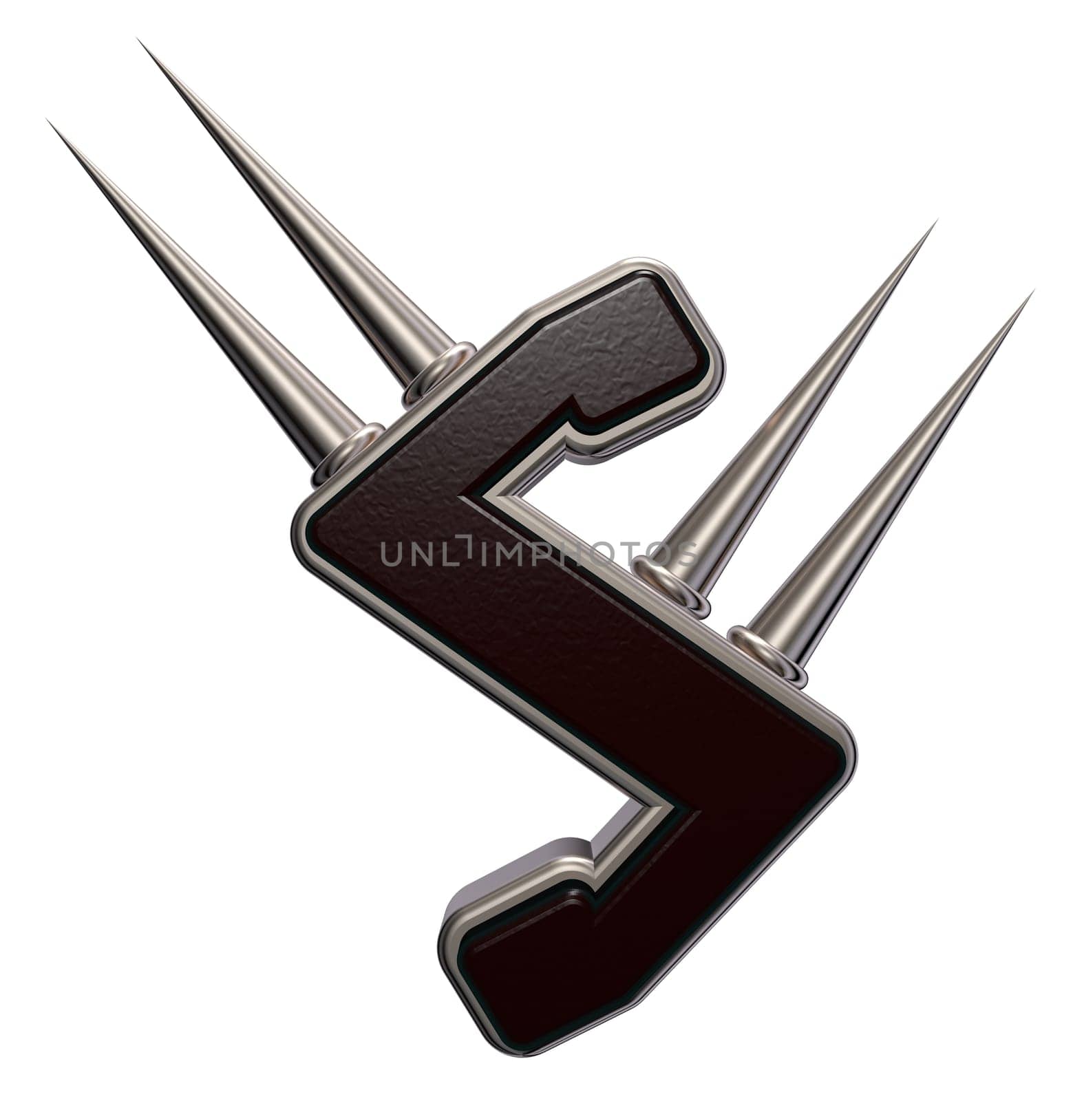 rune symbol with spines on white background - 3d illustration