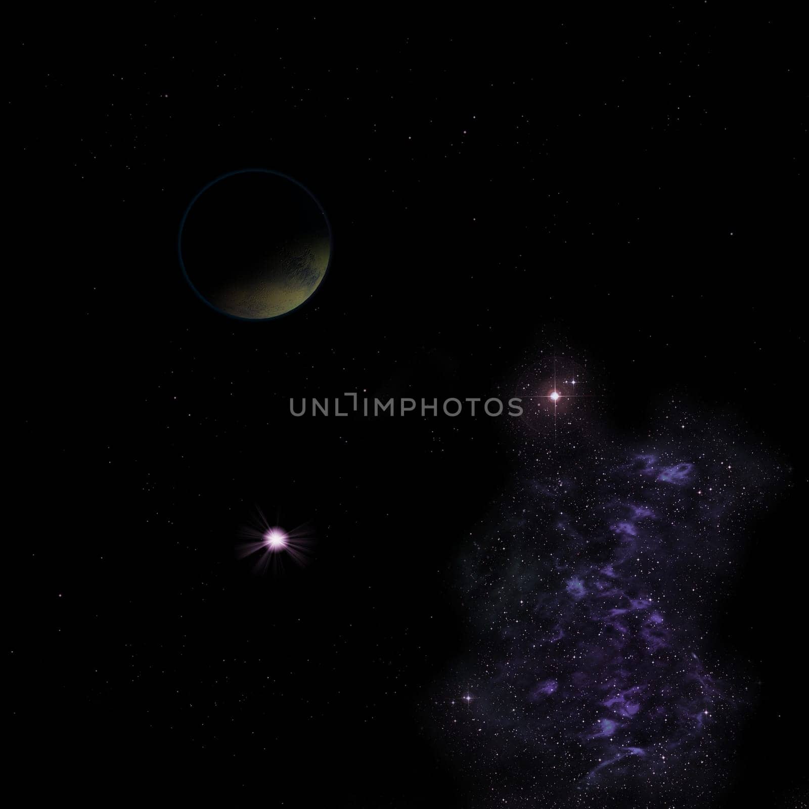 Planets in a space against stars and nebula. Elements of this image furnished by NASA . 3D rendering.