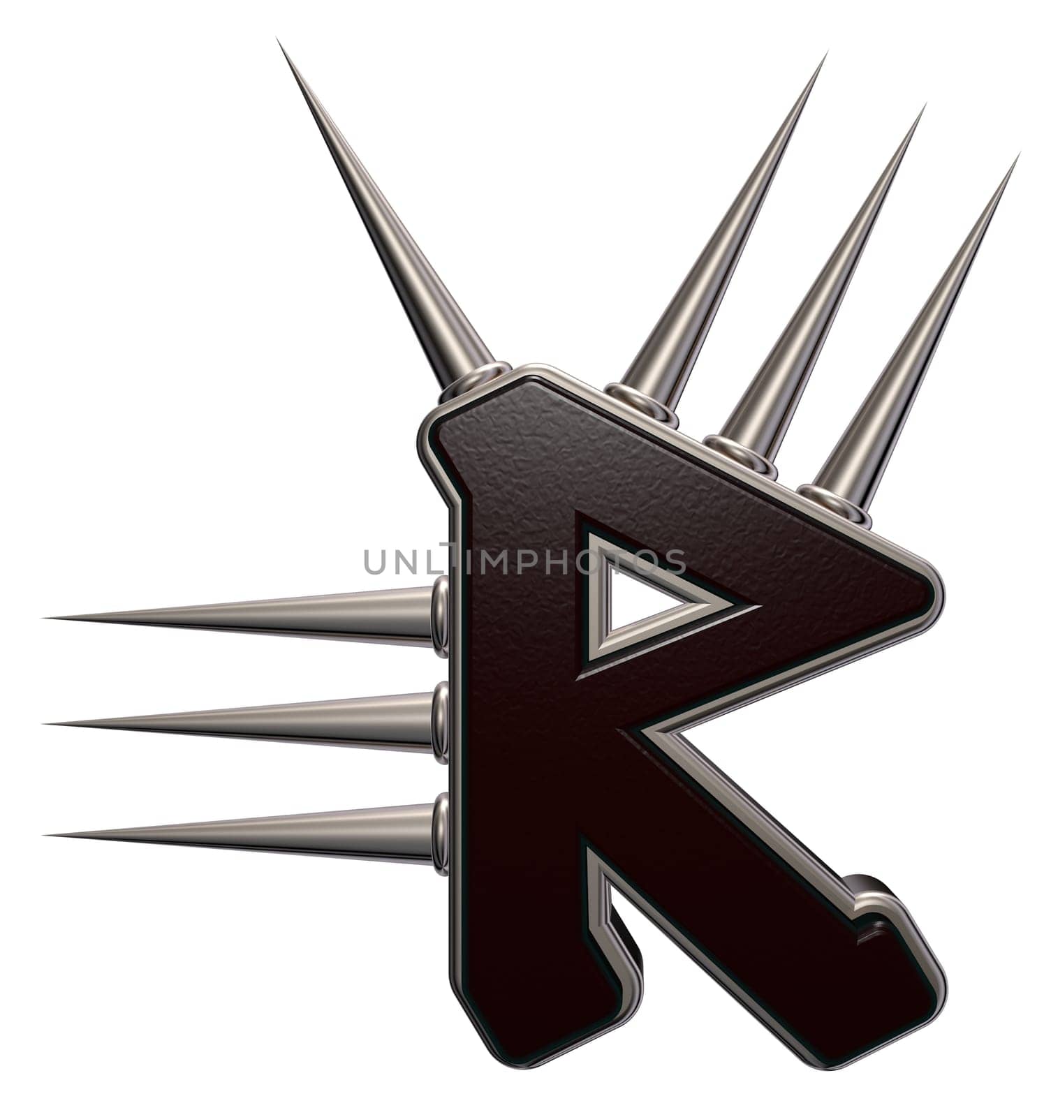 rune symbol with spines on white background - 3d illustration