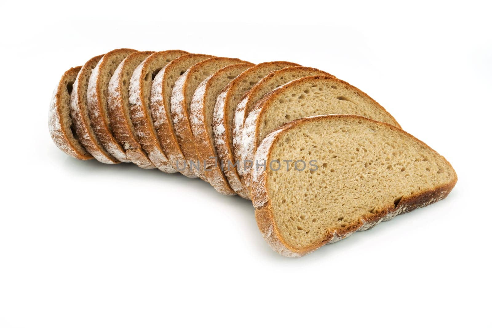 Bread sliced,sliced black bread on a white background