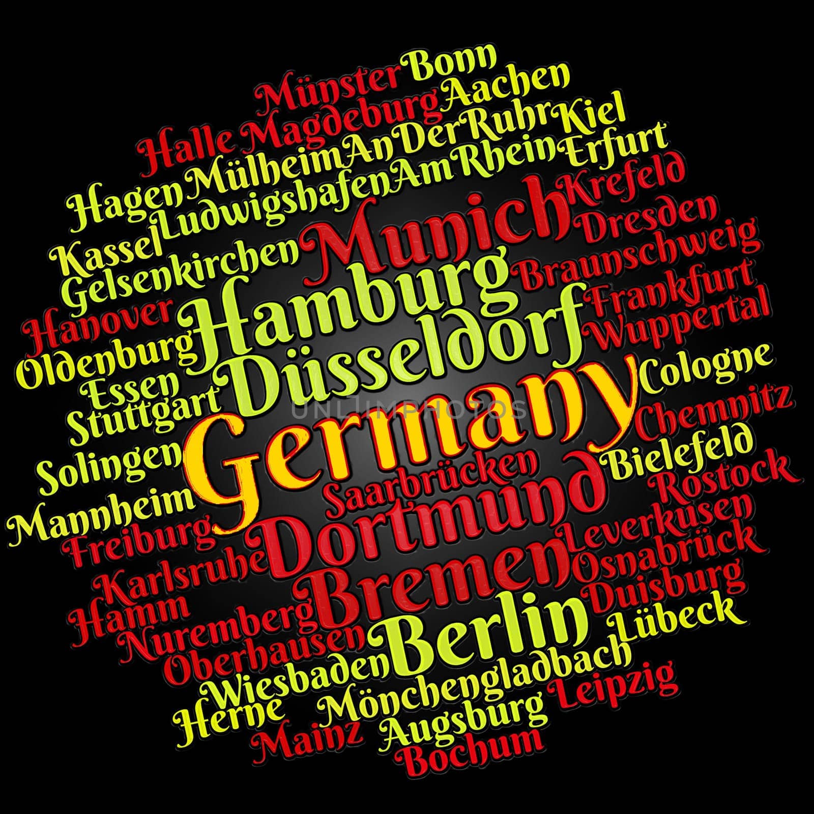 German cities word cloud concept