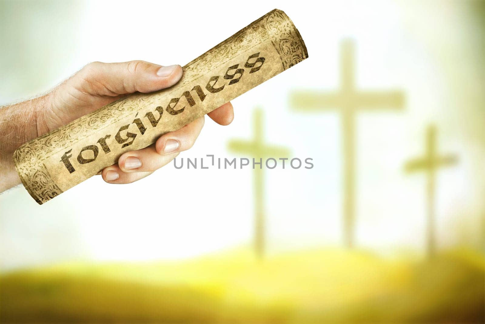 A hand that shows the message of forgiveness from the cross of the Lord Jesus. Jesus blood cries out with a message of forgiveness and reconciliation. Hebrews 12:24