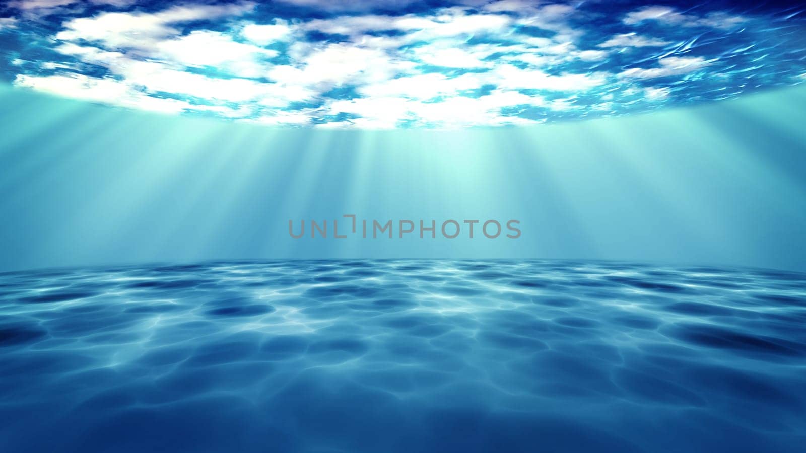 The underwater scene on a dark blue background