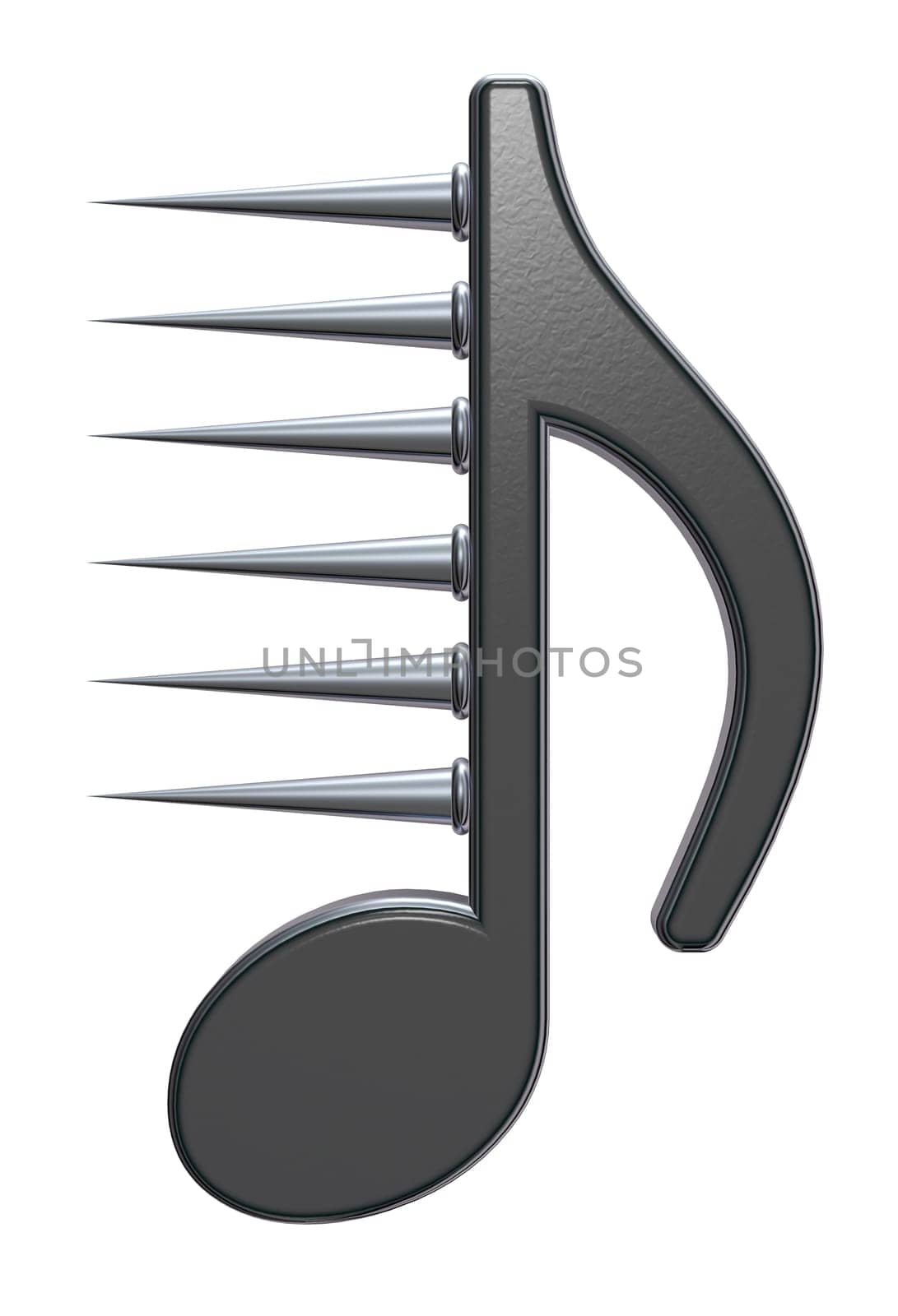 music note with spikes on white background - 3d illustration