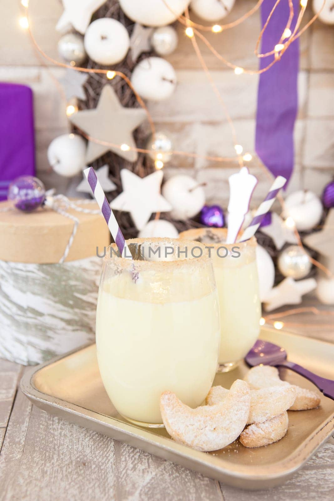 Egg punch with colorful decoration for Christmas