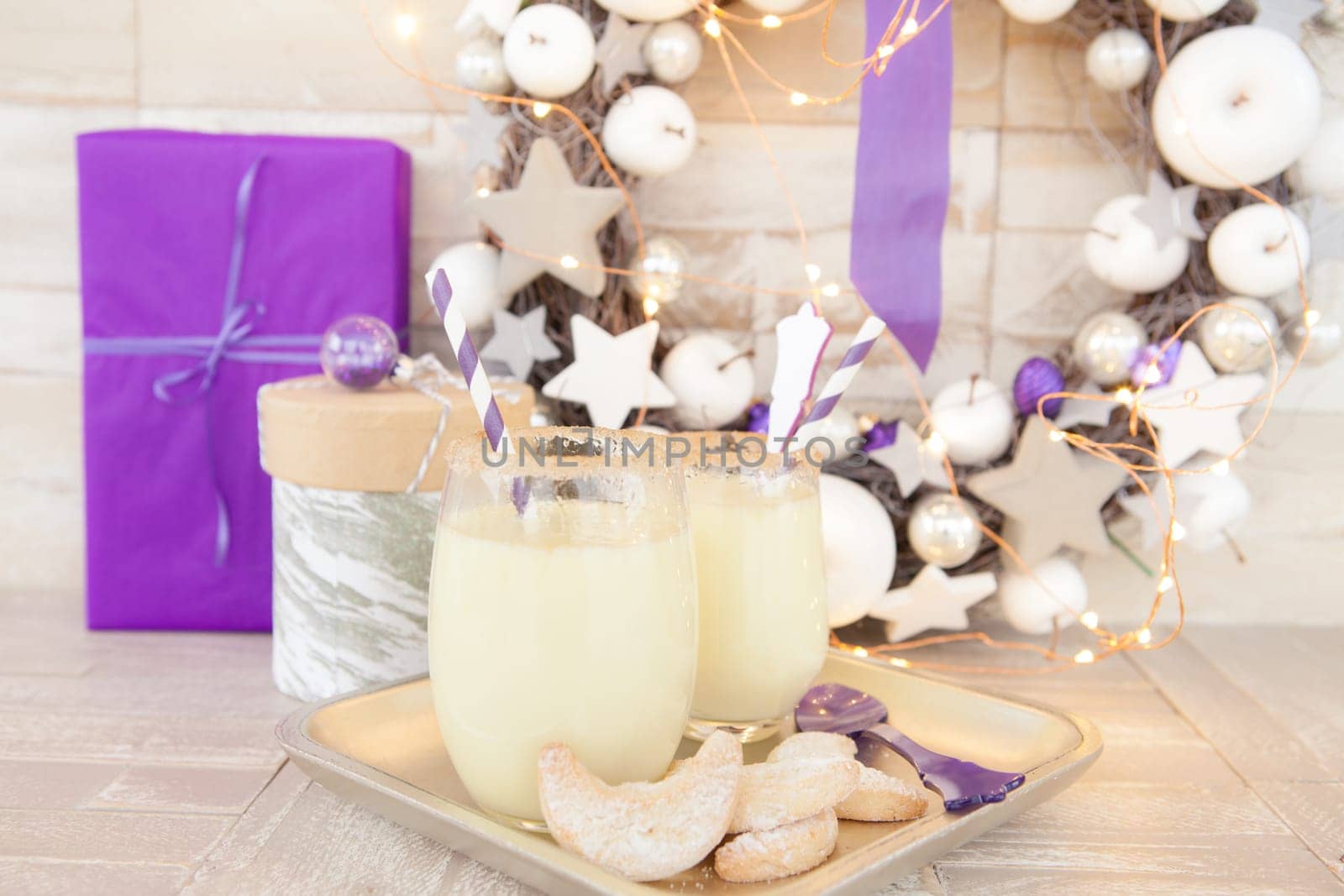 Egg punch with colorful decoration for Christmas