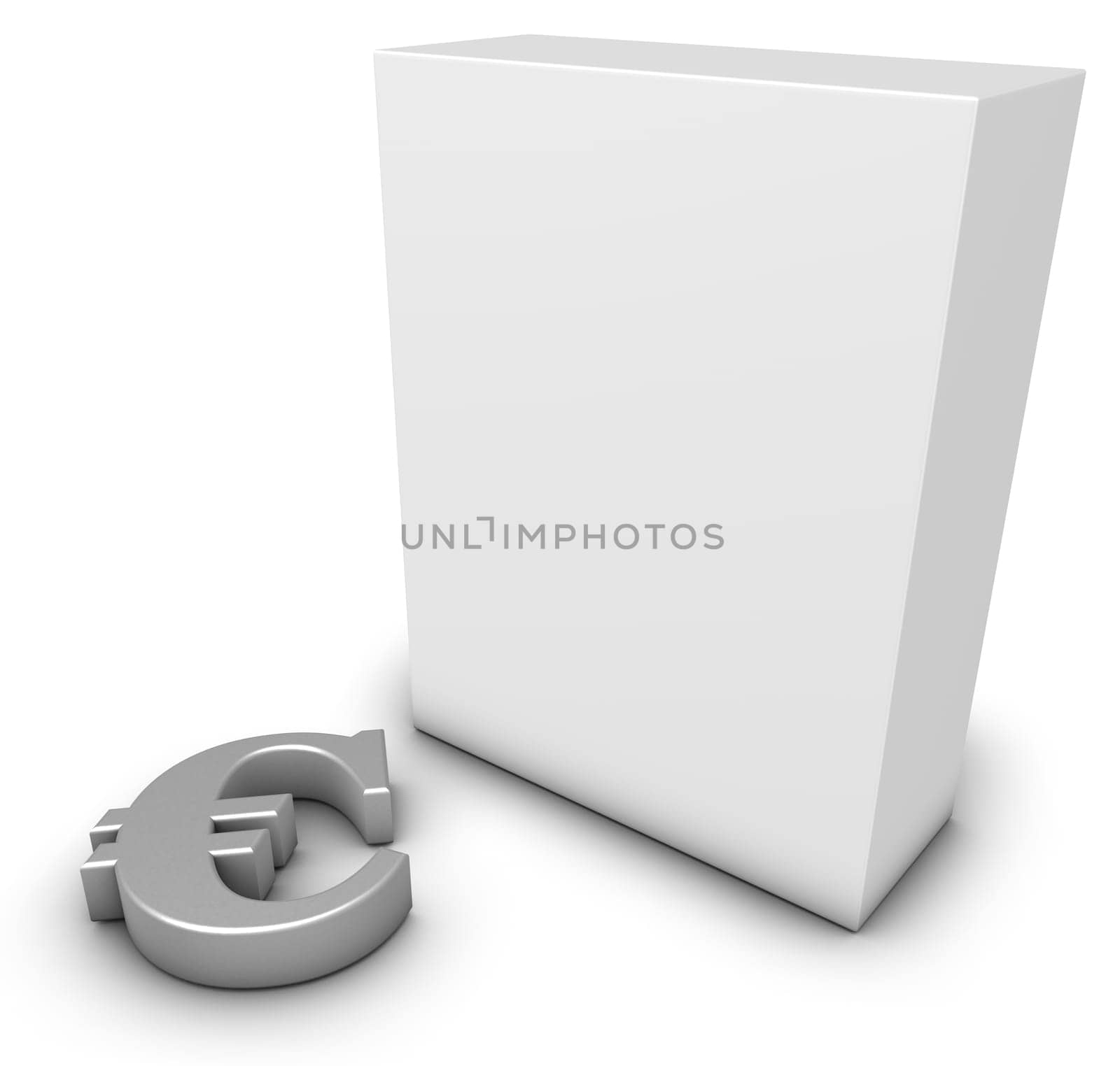 eurosymbol and white box - 3d rendering