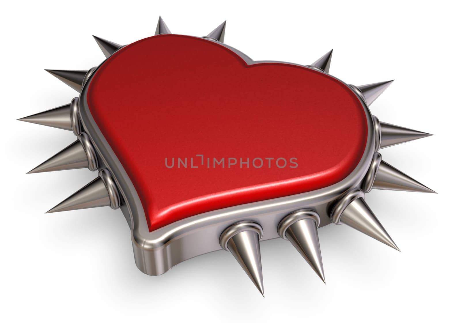 heart with spikes on white background - 3d illustration