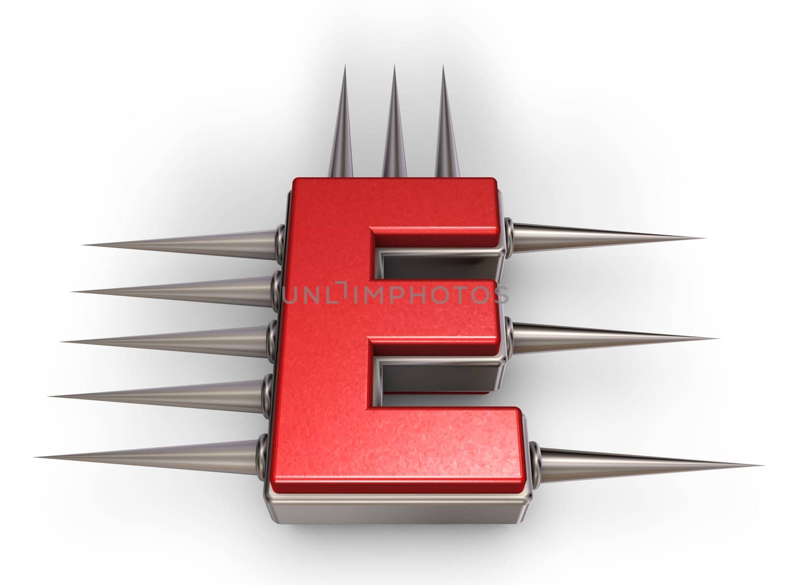 the letter e with spikes - 3d illustration