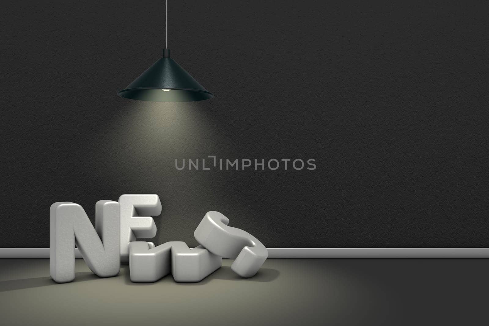 the word news under luminous lamp - 3d rendering