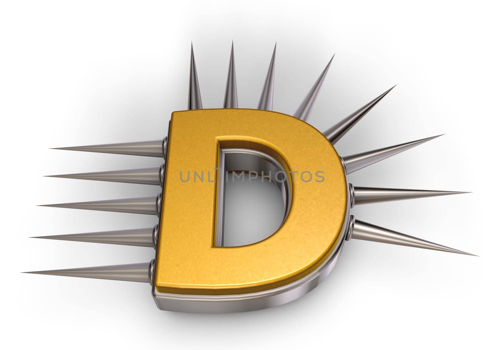 the letter d with spikes - 3d illustration