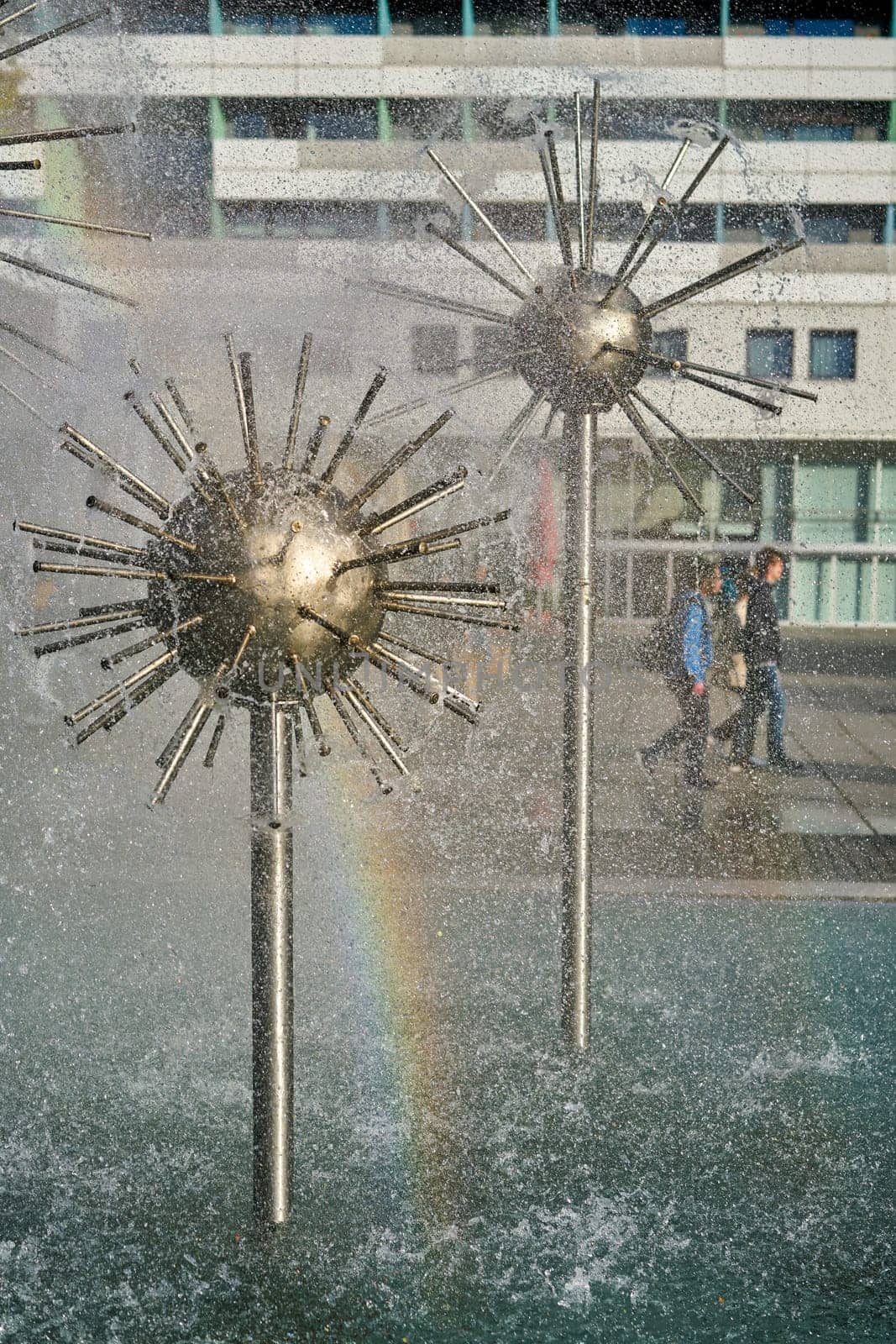 Fountain in a shopping street in downtown Dresden