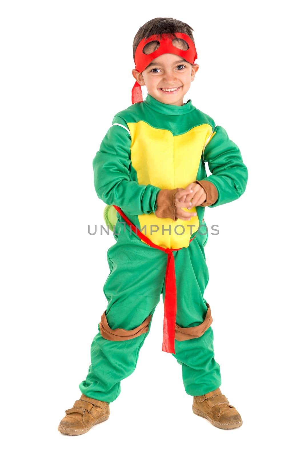 Young boy in a costume isolated in white