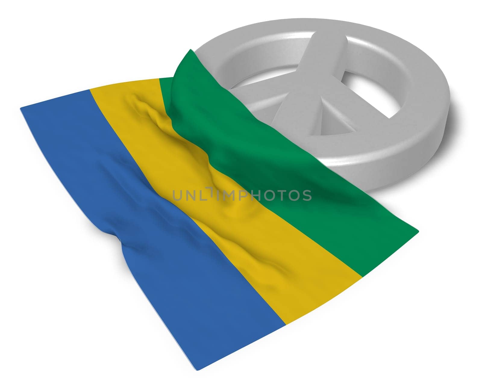 peace symbol and flag of Gabon - 3d rendering