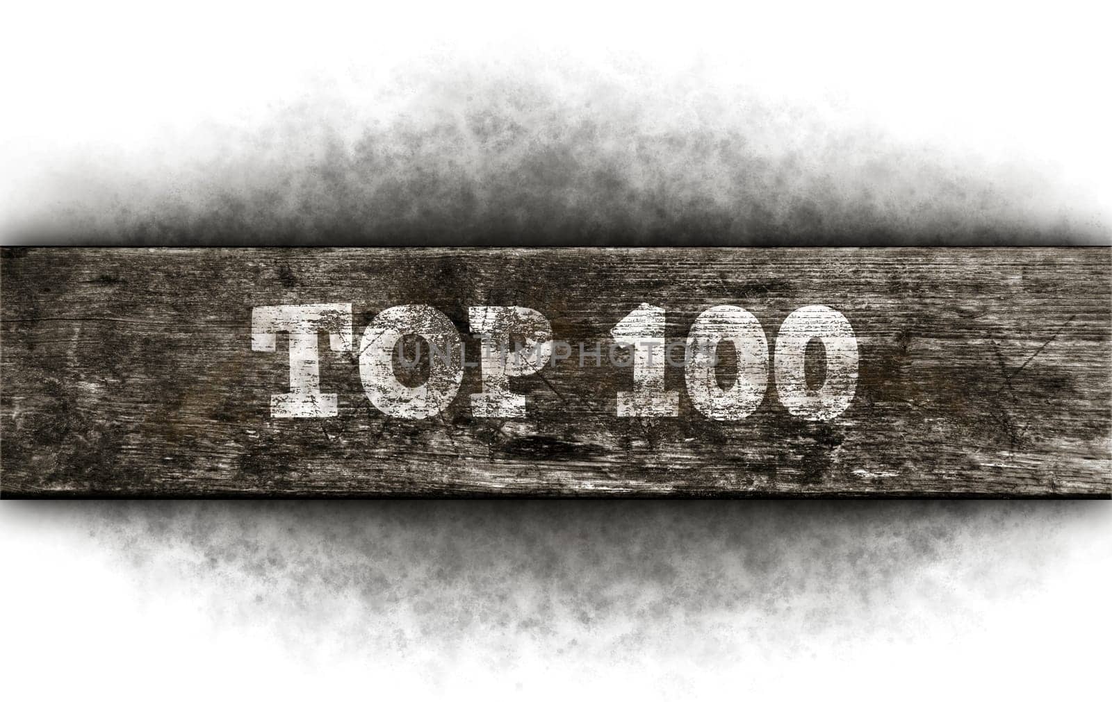 top 100 on old wooden board