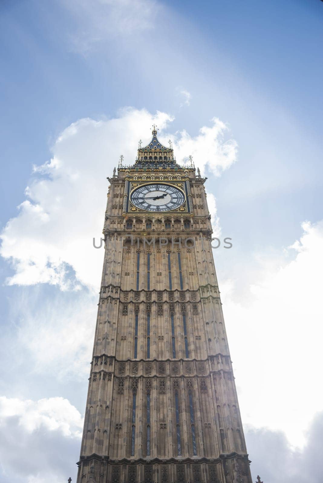 Big Ben with blue sky background in London, UK