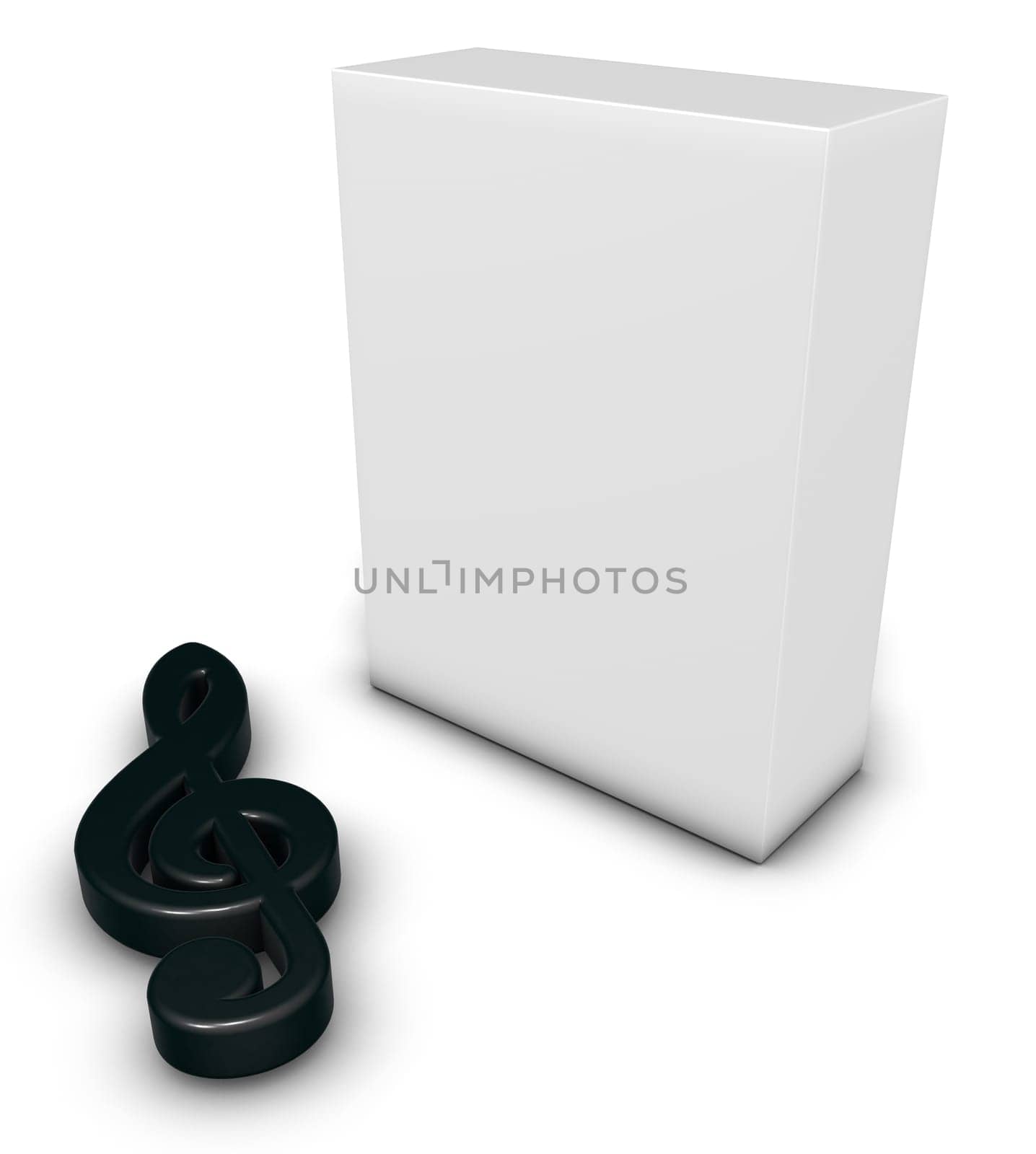 clef symbol and white box - 3d rendering