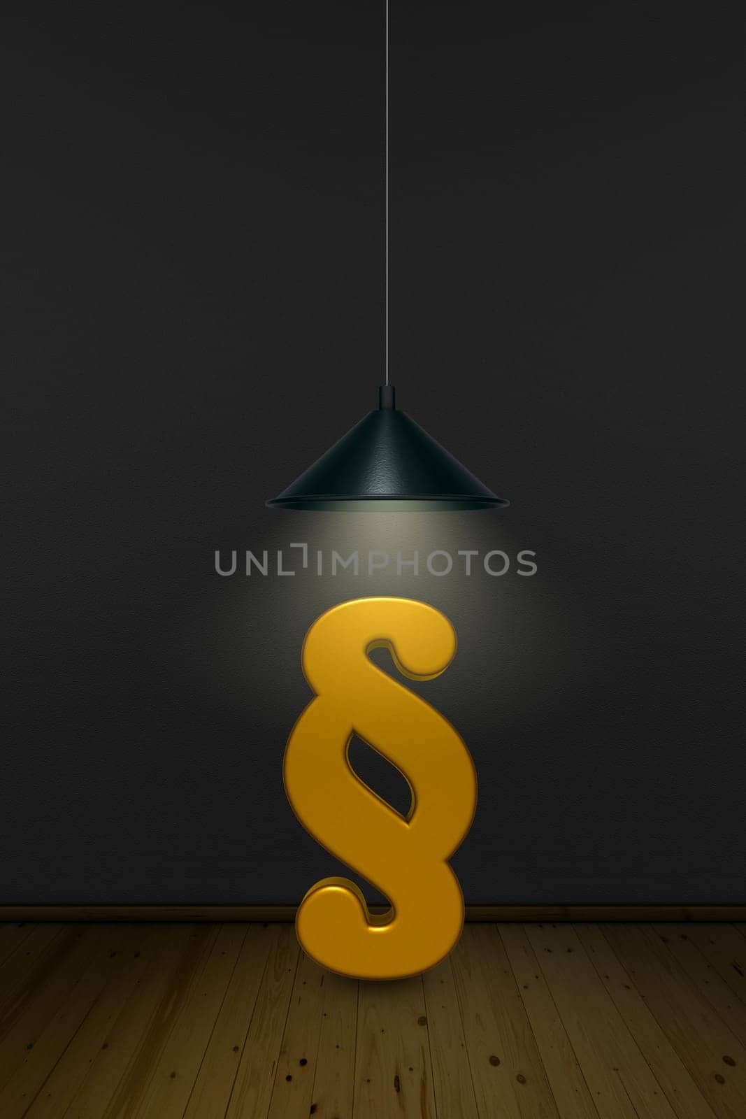 paragraph symbol under a lamp - 3d rendering