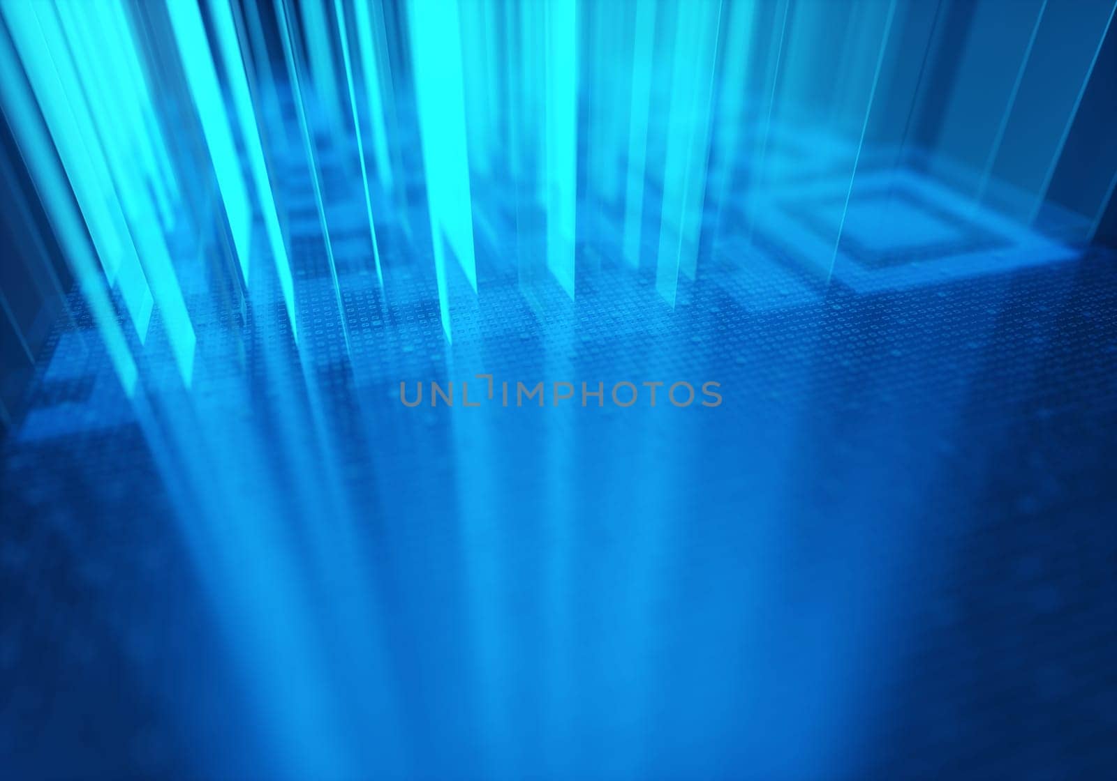 3d illustration of a concept image of digital data. Binary code and quick response code.
