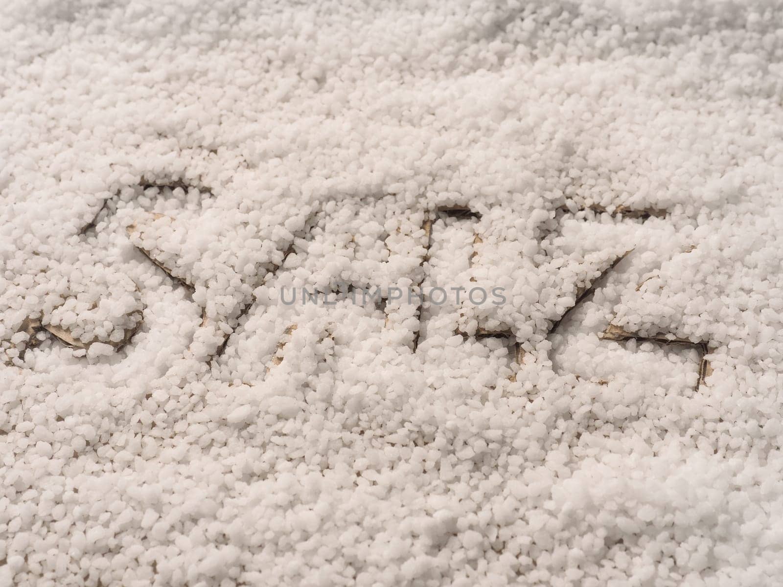 German word salt written with salt, close up