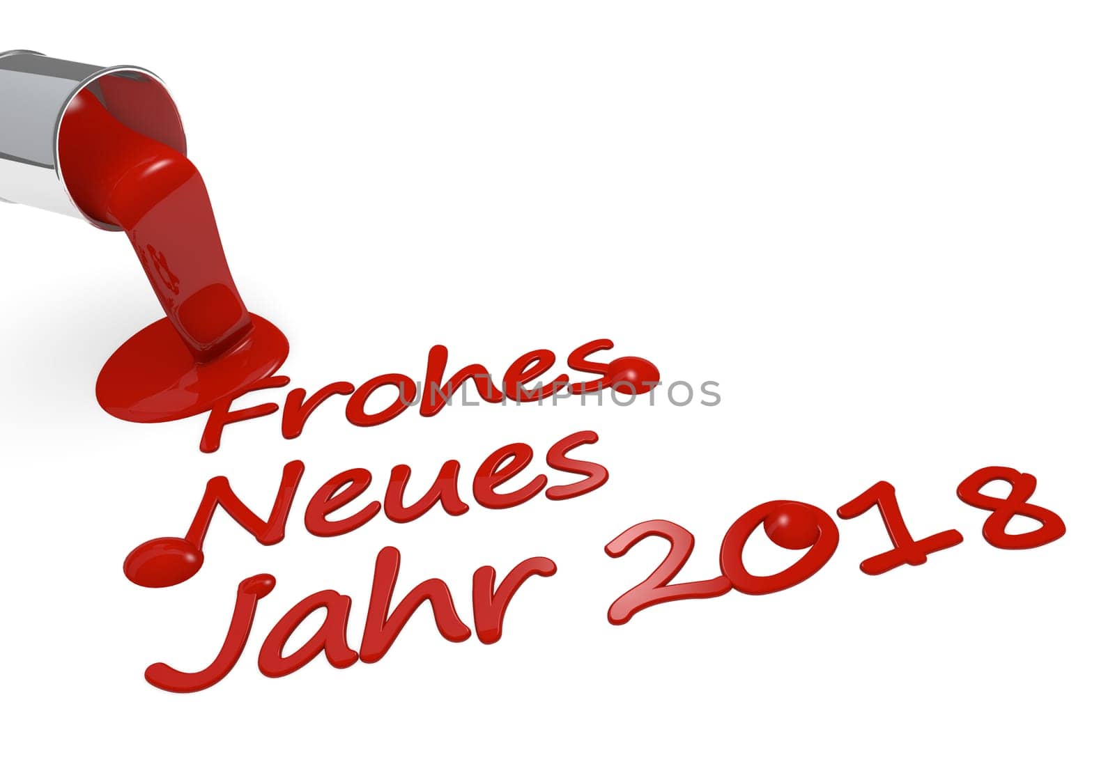Red color can writing the German words Happy New Year 2018, 3d rendering concept image