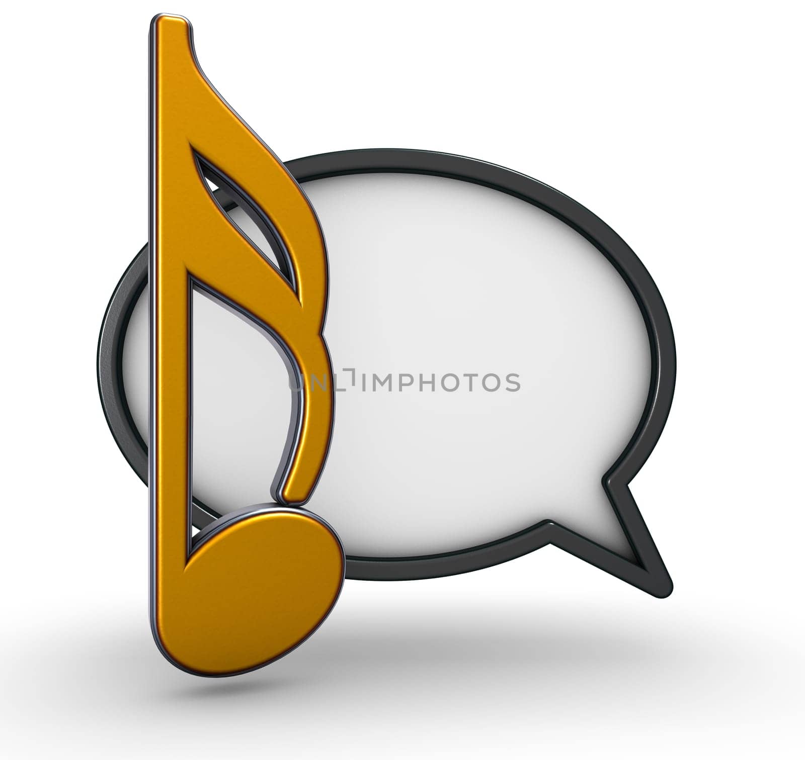 speech bubble and music note on white background - 3d rendering