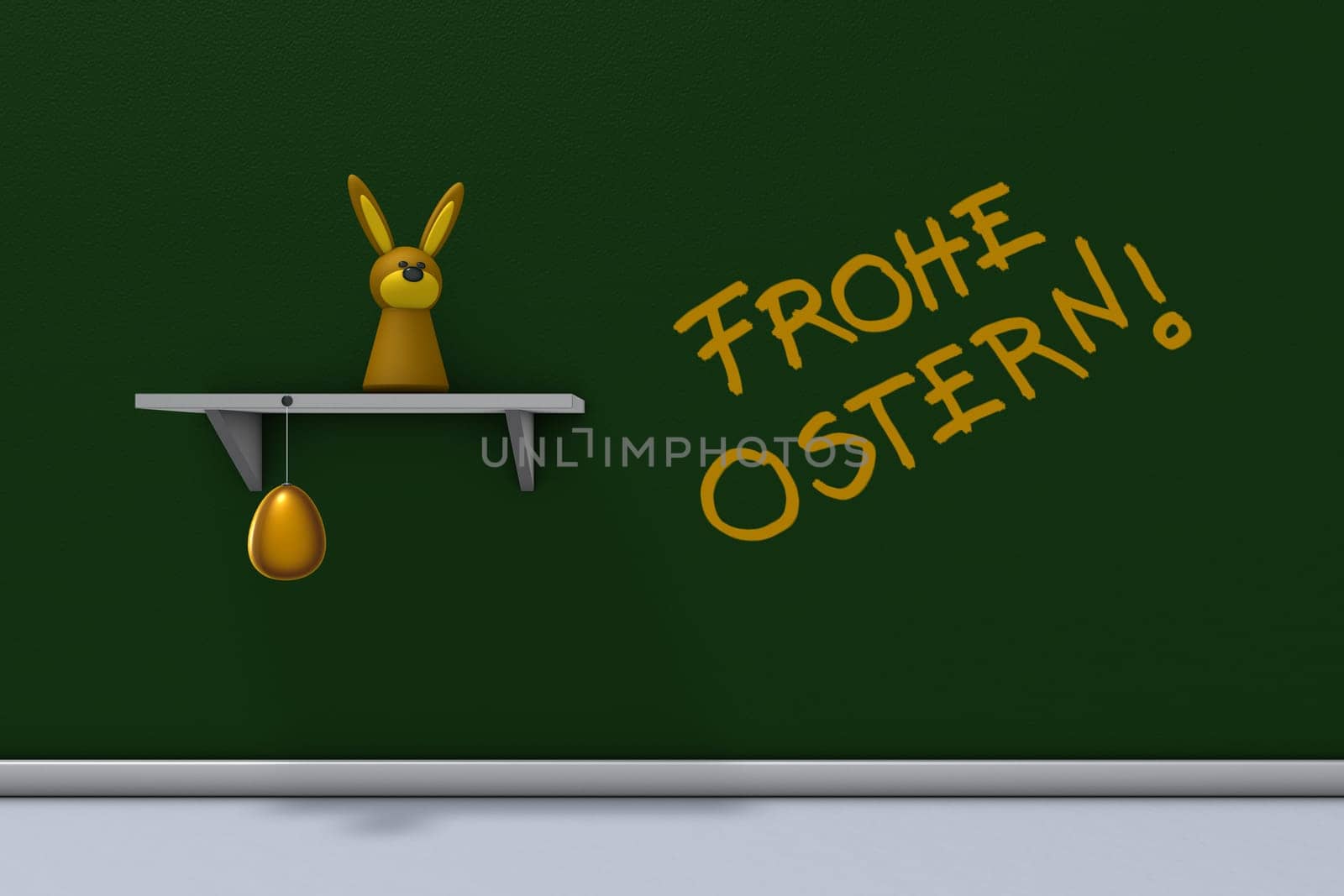 rabbit figure,easter egg and happy easter text - 3d rendering