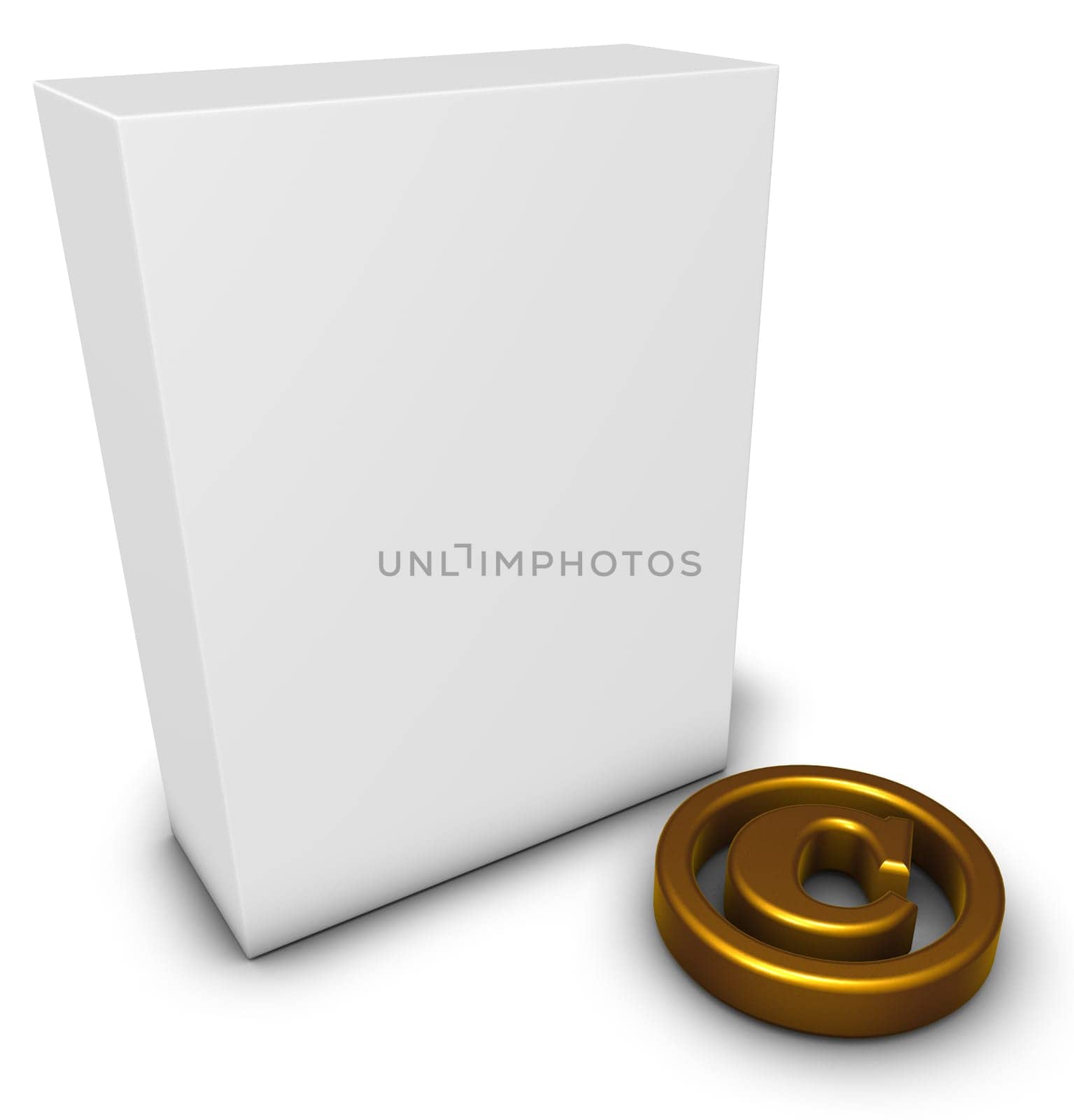 copyright symbol and white box - 3d rendering
