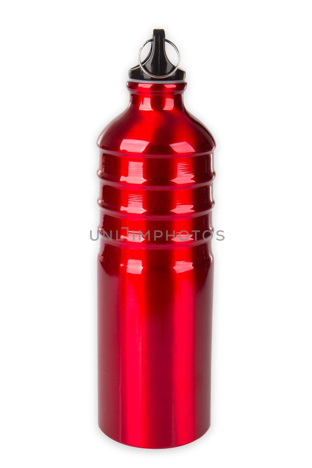 Beverage bottles made of aluminium exposed on a white background