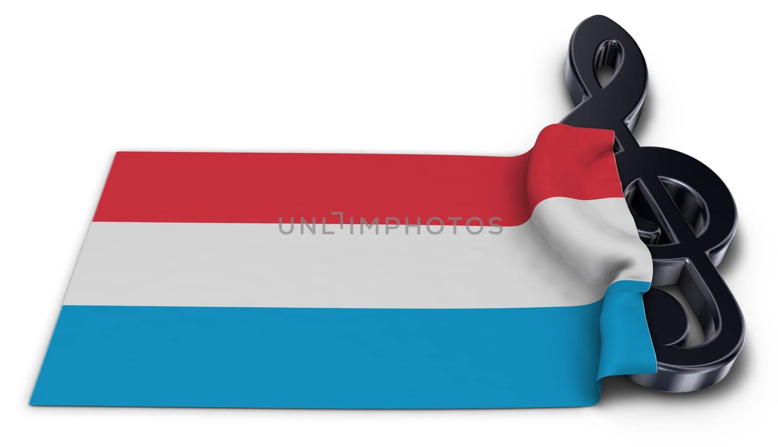 clef and flag of luxembourg - 3d illustration