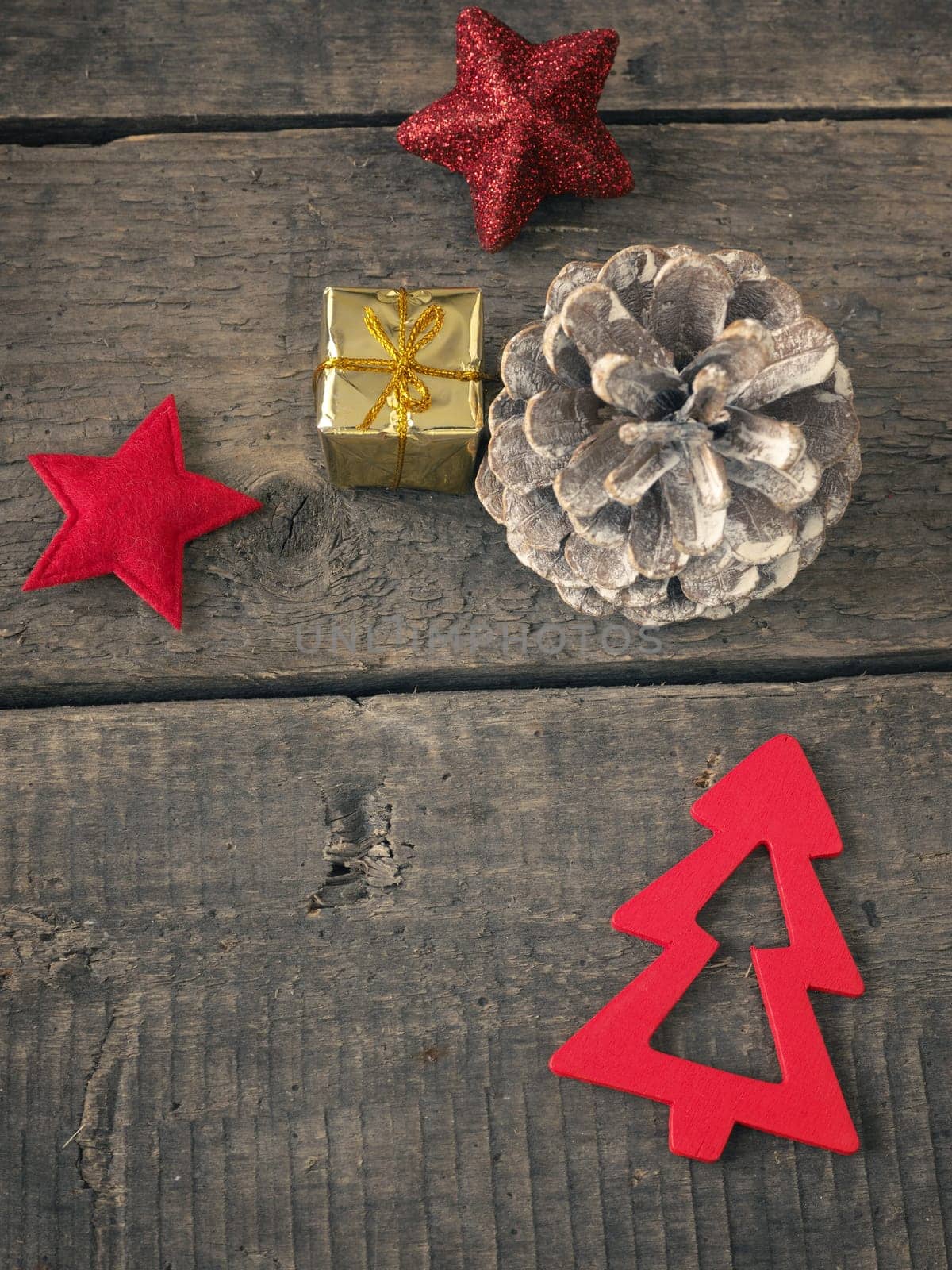 Christmas decoration on an old wooden table