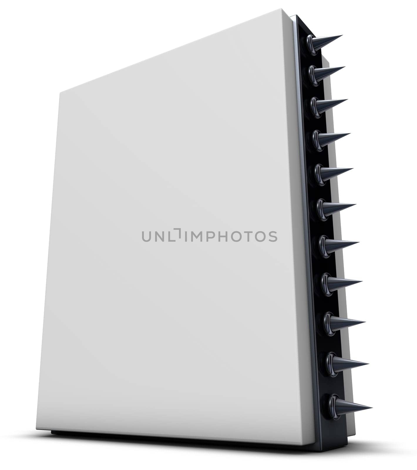 white box with spikeds - 3d rendering