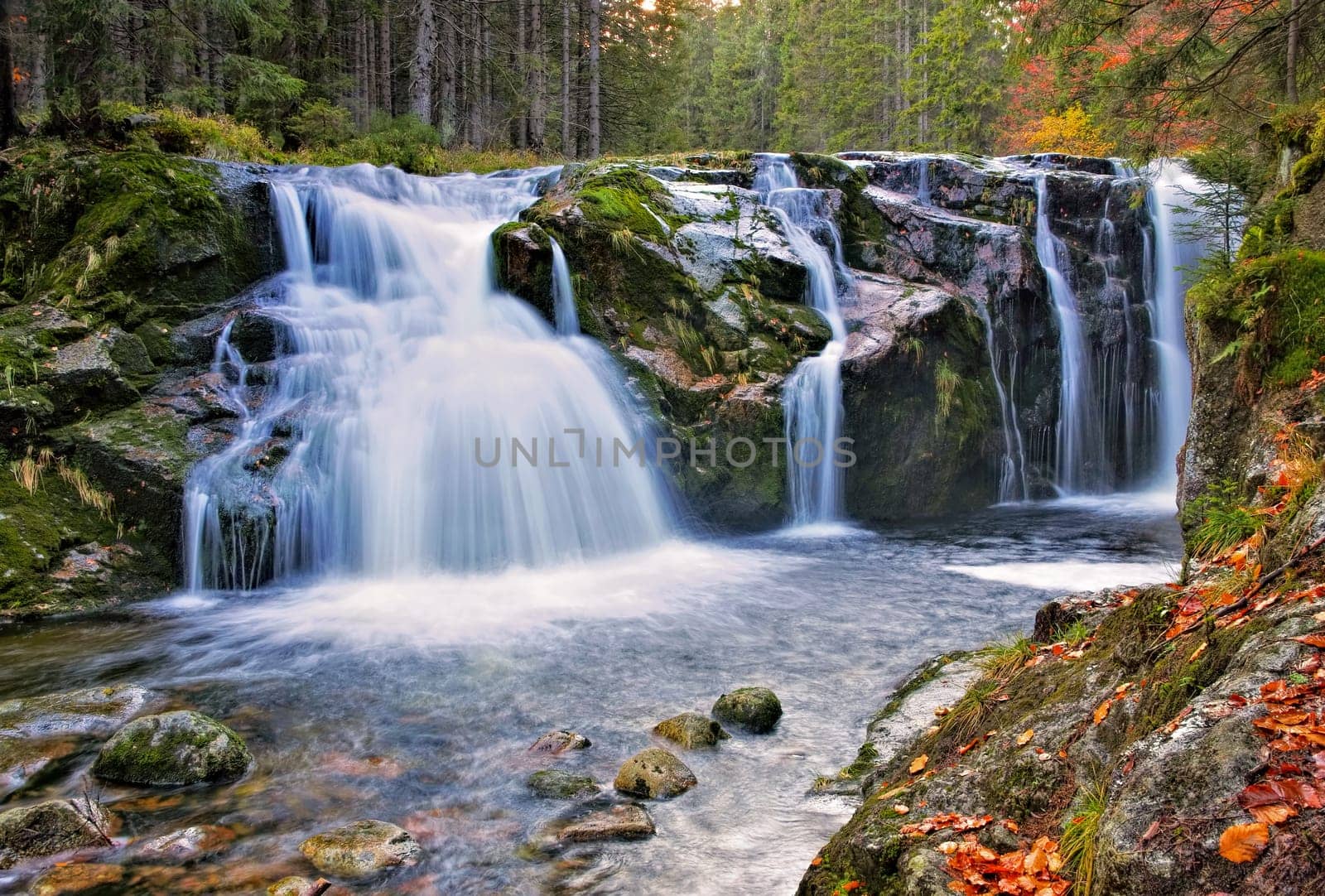 waterfall from river Elbe in the Giant Mountains in the Giant Mountains