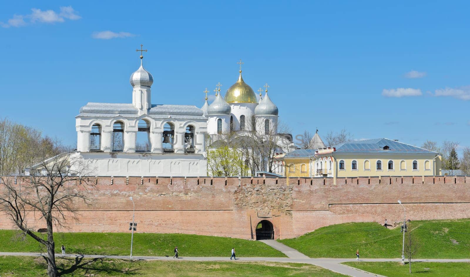 Novgorod Kremlin in Veliky Novgorod, Russia. The belfry of St. Sophia Cathedral the Wisdom of God.