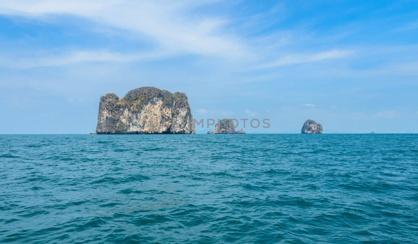 Beautiful limestone mountain cliff and natural attractions at Ao Nang in Krabi Province, Thailand