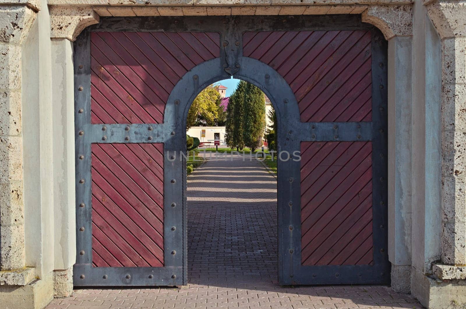 Entrance into monastery complex in Kovilj, Serbia