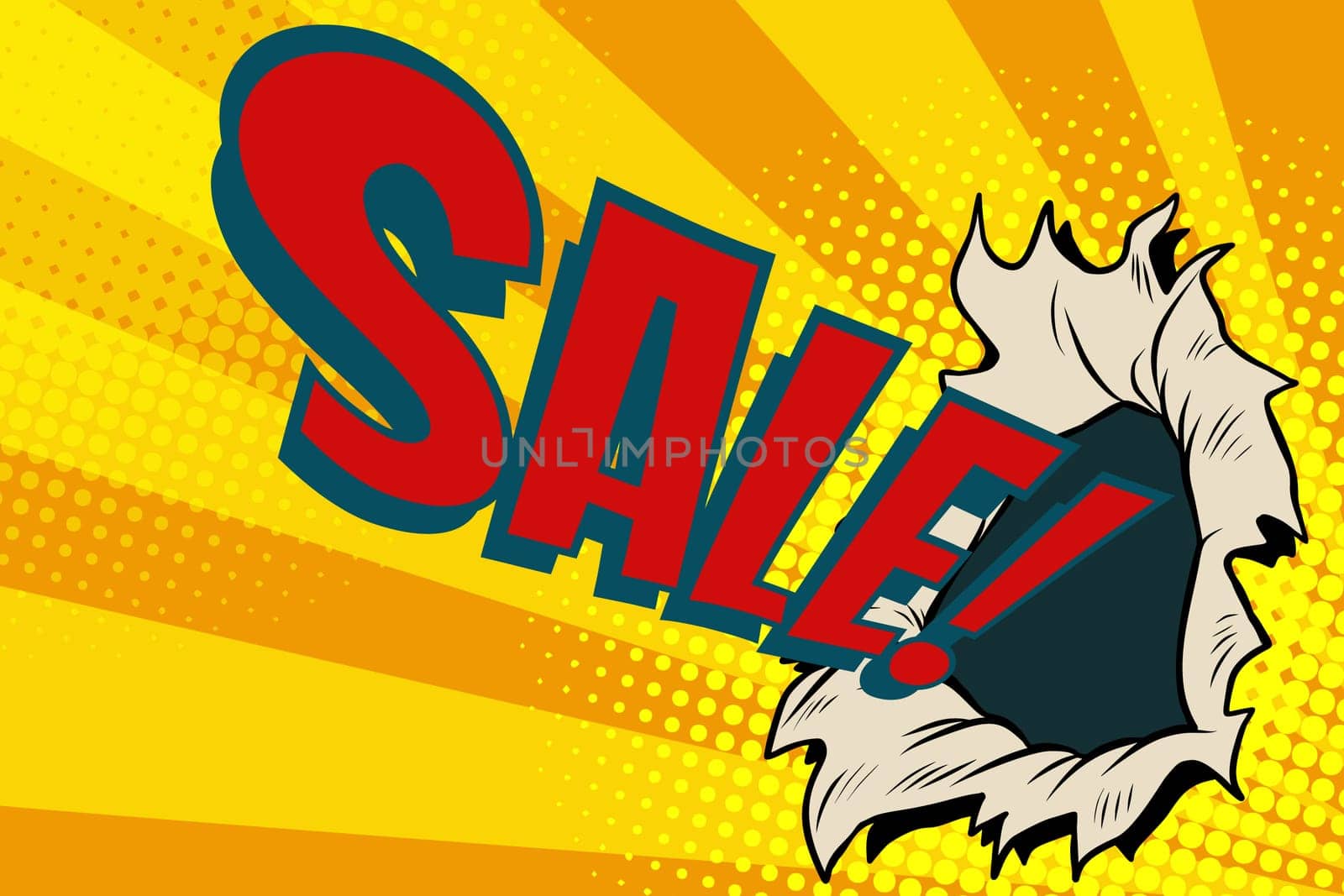 sales hole, the business background of season discounts. Pop art retro vector illustration