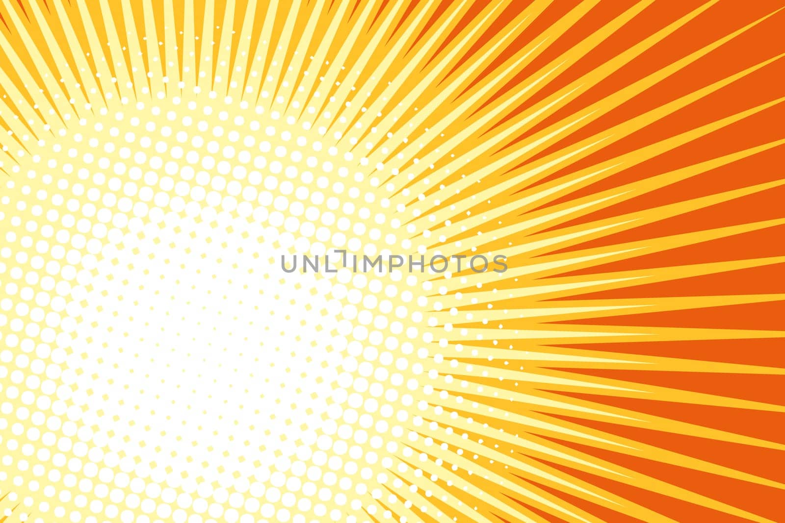 Orange yellow pop art sun background. retro vector illustration