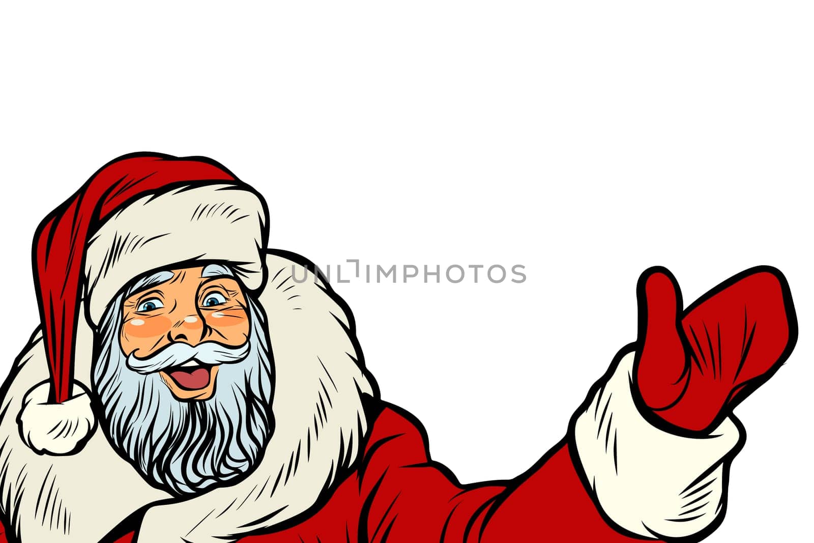 Santa Claus on white background. Pop art retro vector illustration