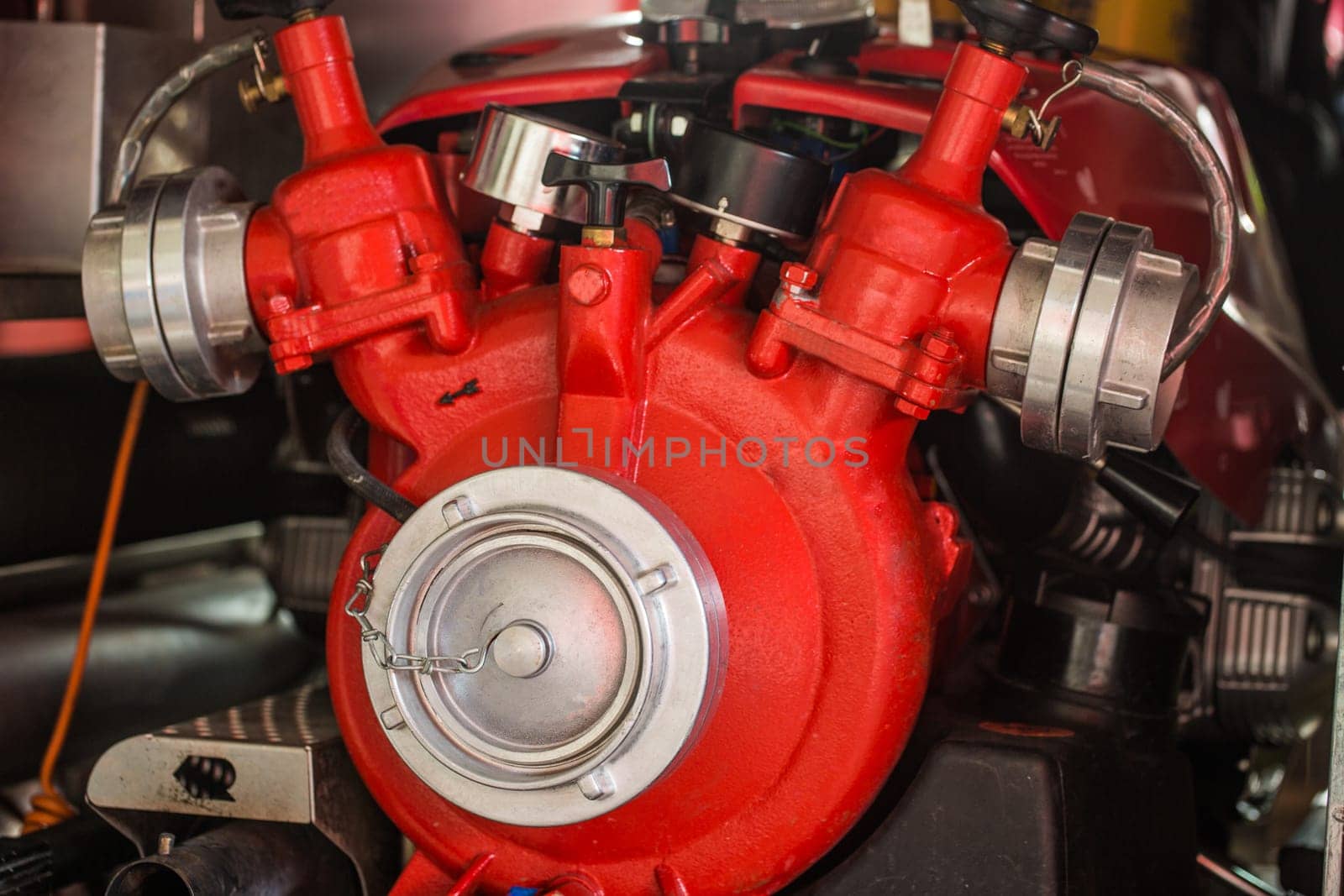Fire brigade hose coupling in detail