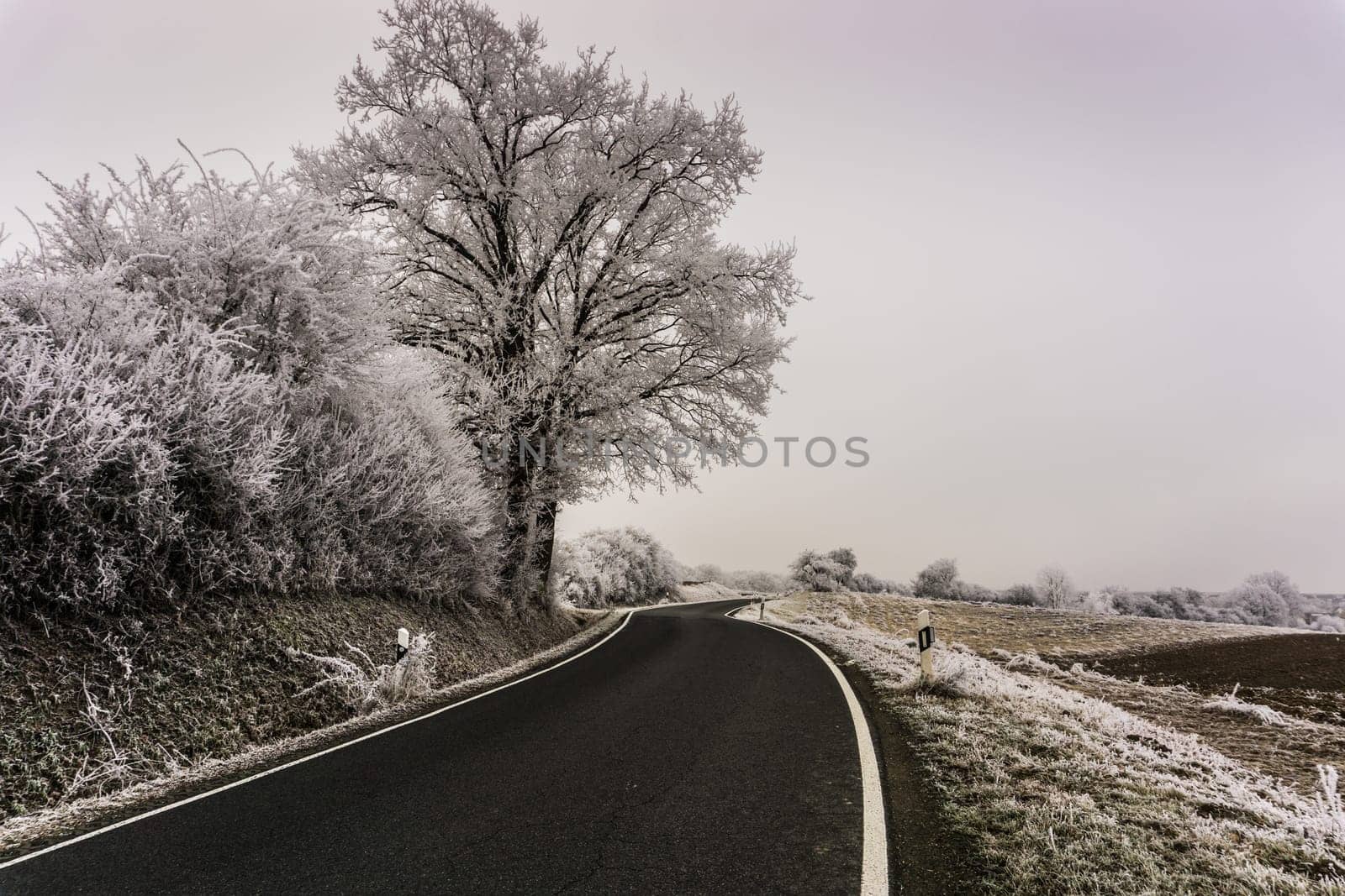 Beautiful view of a landscape in winter in Central Hesse,Germany