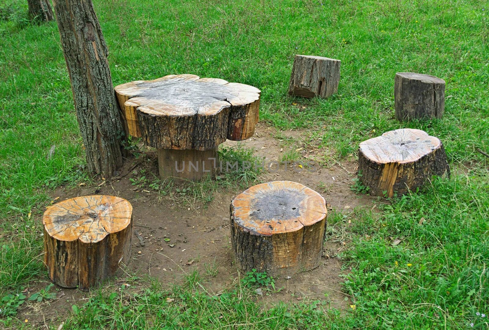 Place for relaxing in park made out of wood
