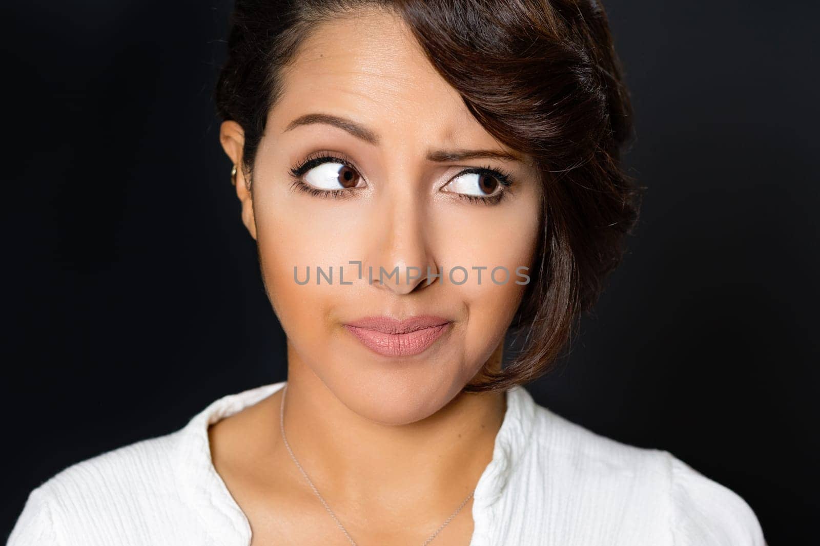 Woman looking away facial expression