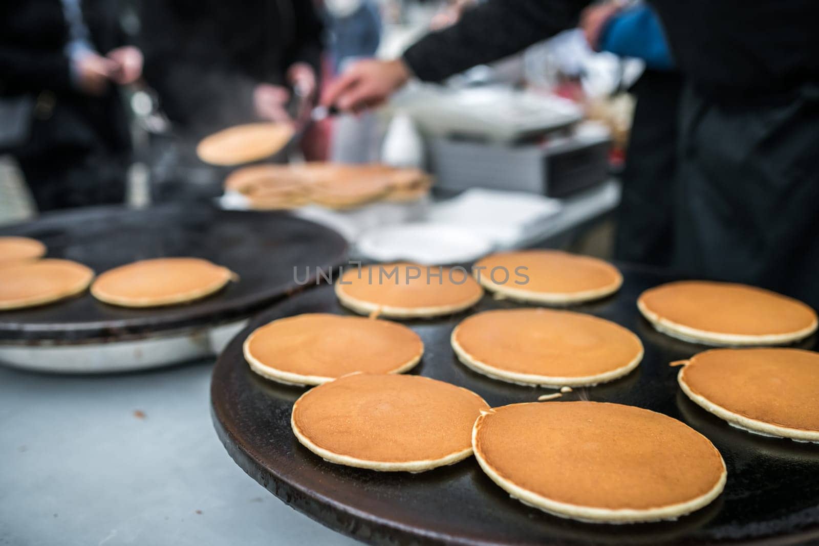 Delicious pancakes on the street food market in Bergen, Norway
