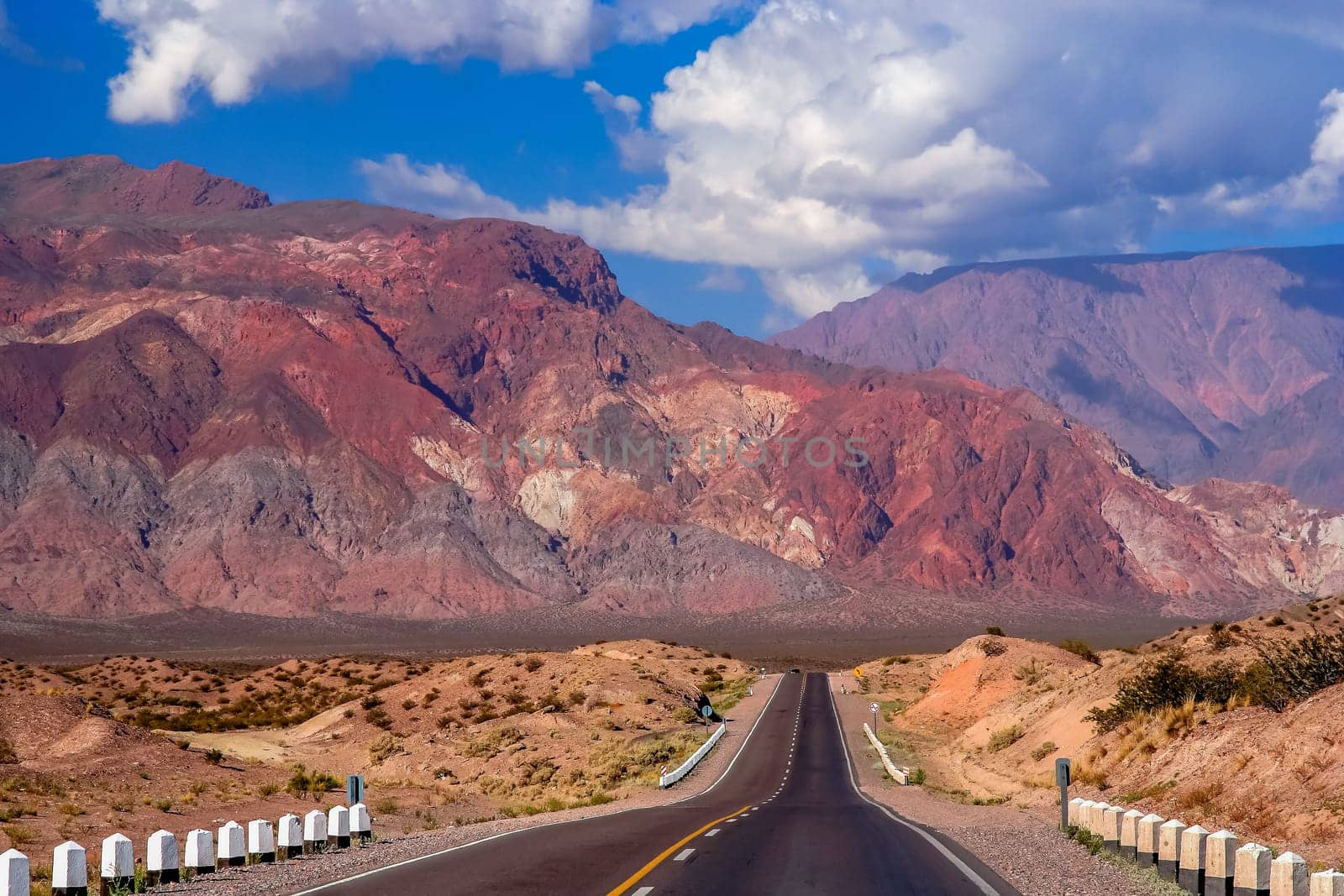 Winding road through stunning mountain scenery from Mendoza in Argentina to Chile over the Andes range